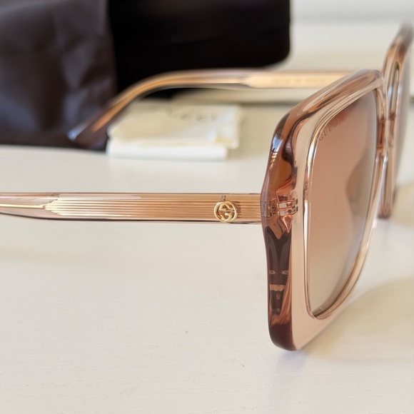 New, Gucci Sunglasses GG1314S 005, Nude Frame, Lightly Mirrored, Authentic main image 7